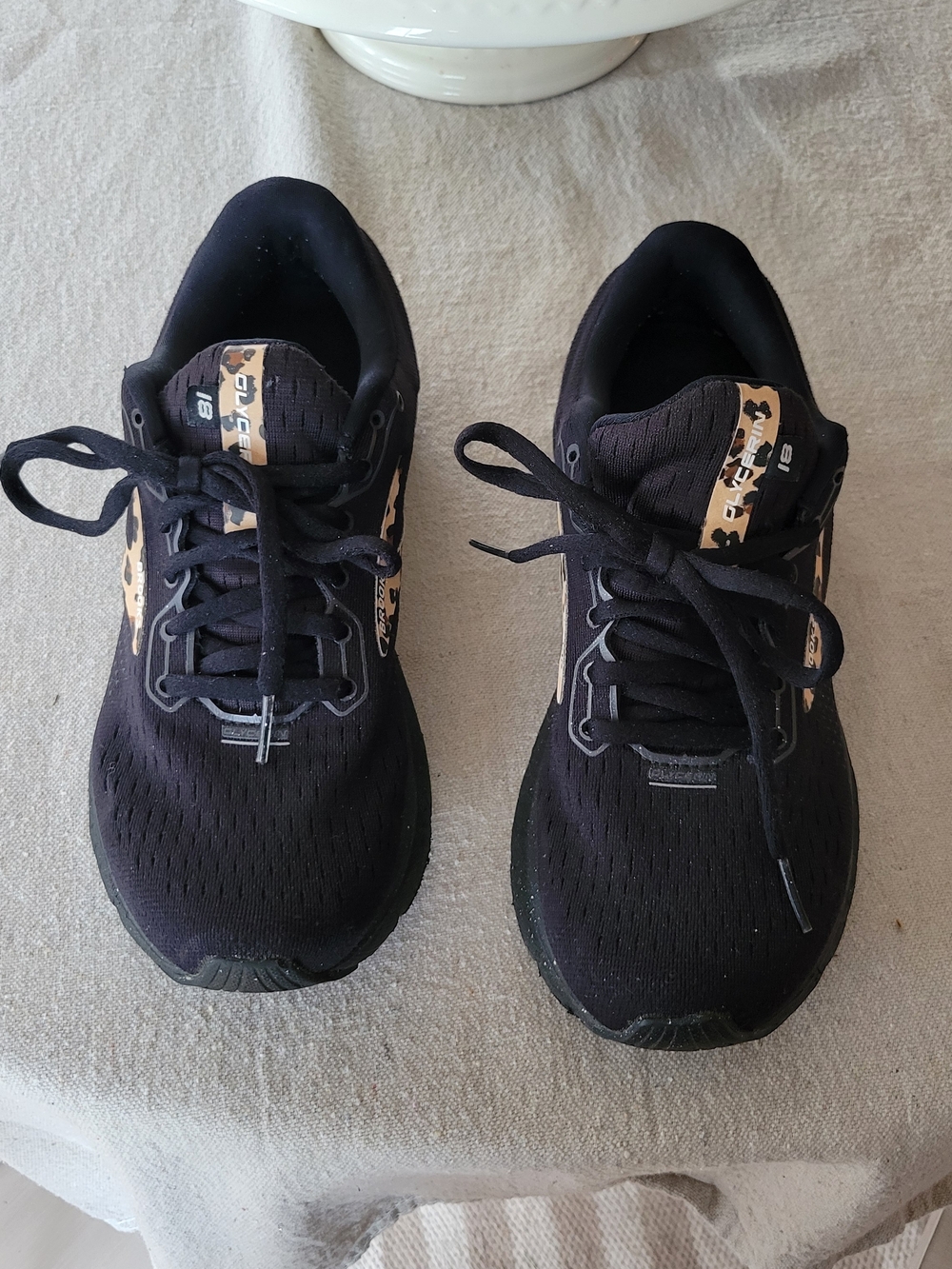 Brooks Women's Black Running Shoes with Leopard Accent - Picture 2 of 9